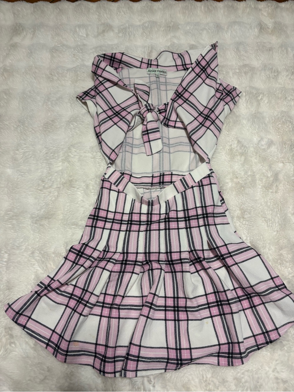 Almost Famous Pink Plaid Tie-Front Skater Dress